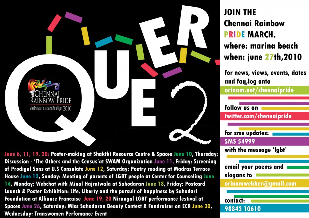Chennai Rainbow Pride 2010 poster